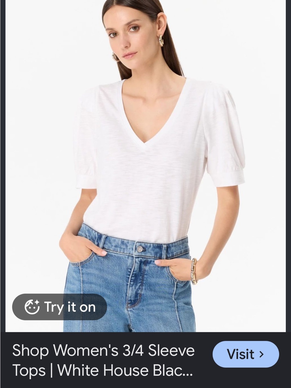 Tart White V-Neck Puff Sleeve Top TART cotton mint